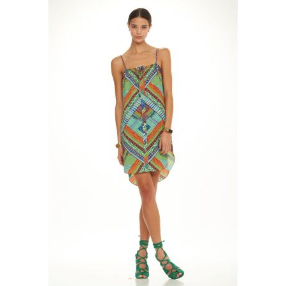 MARA HOFFMAN Womens Shirt Dress Small Green Button Up Sundress KASURI